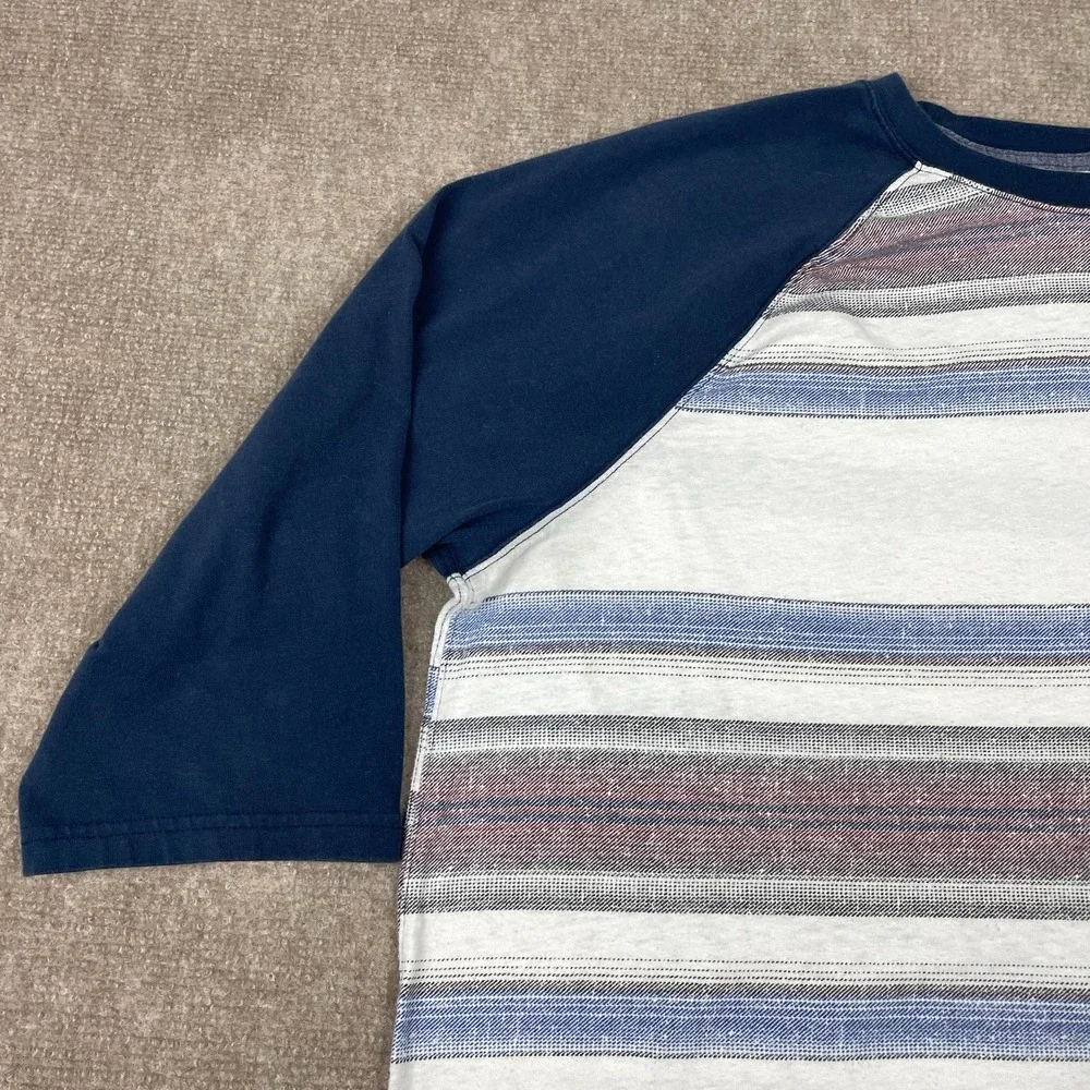 Levis T Shirt Mens XL Multicolor Striped Cotton Raglan Sleeve Crew Neck Logo